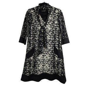 Chris McLaughlin Womens Knee Length A-Line Dress Size 10 Abstract V-Neck